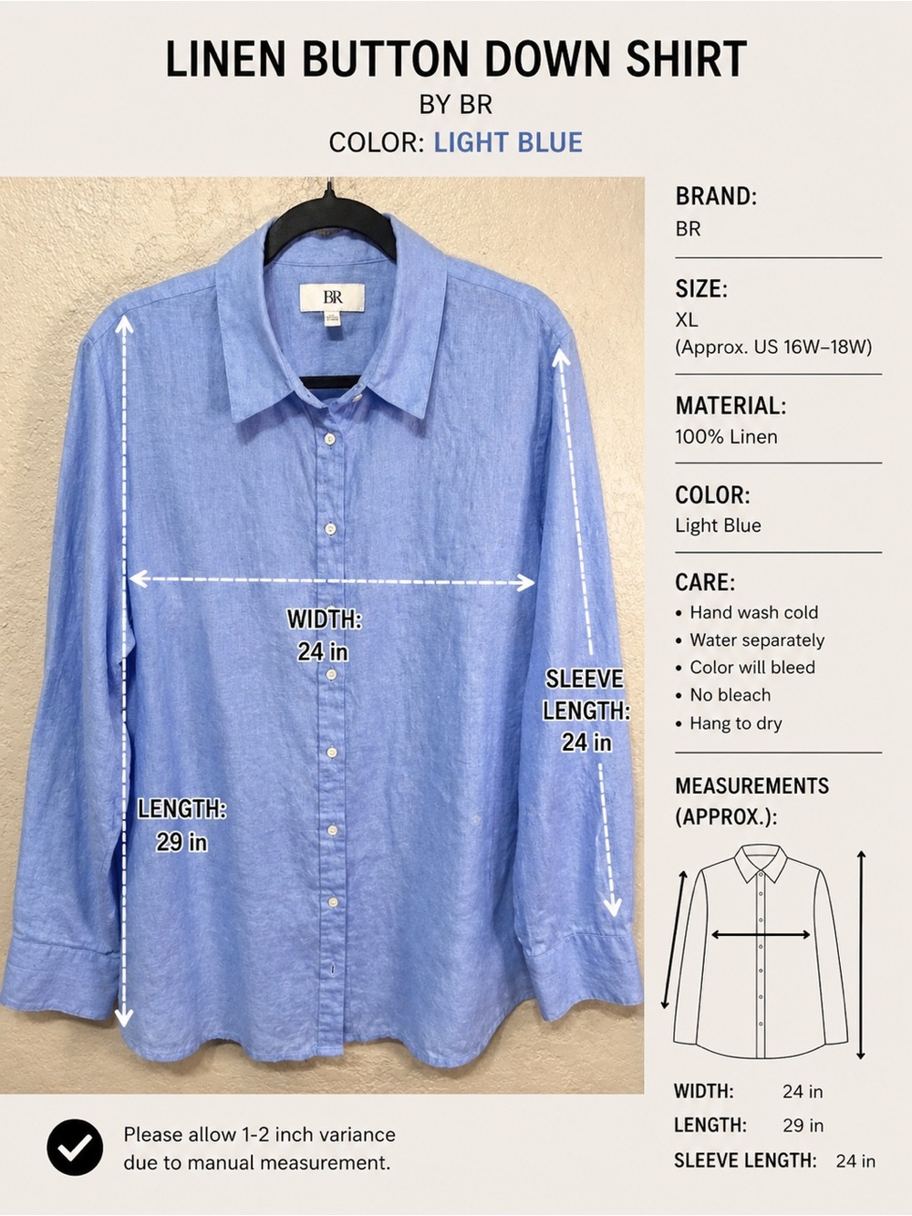 Banana Republic Light Blue Linen Button-Down Shirt